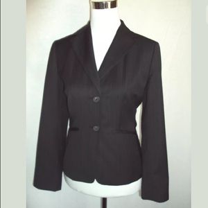Ann Taylor Petites Jacket Black Pinstripe 6P